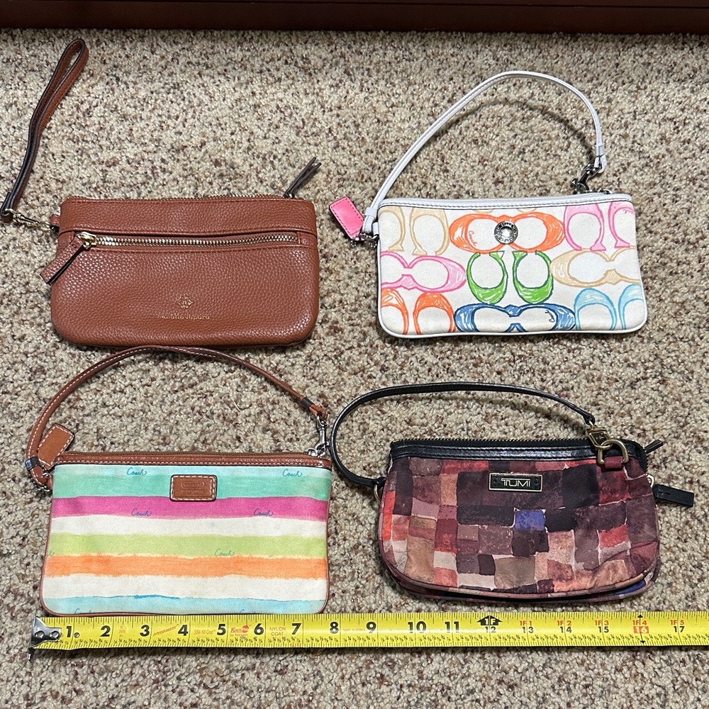 Coach (2) Tumi Brown (1) and Nanette Lepore (1) Wristlets - All four